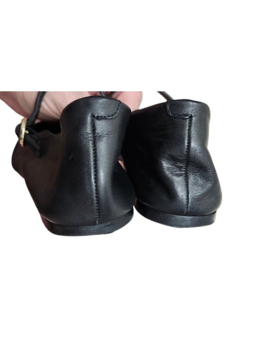 ZARA Black Leather Mary Jane Ballet Flats Women's EU 37 US 6.5 Buckle Square Toe - Picture 8 of 11